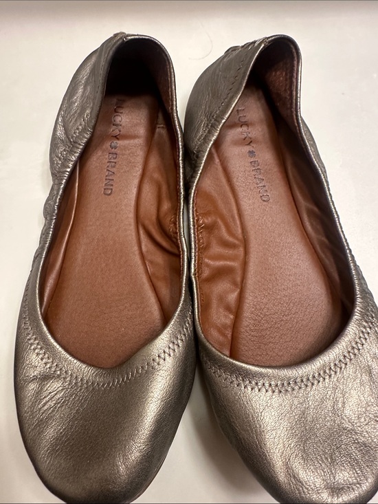 Lucky Brand Shoes - Lucky Brand Metallic Pewter Leather Ballet Flats